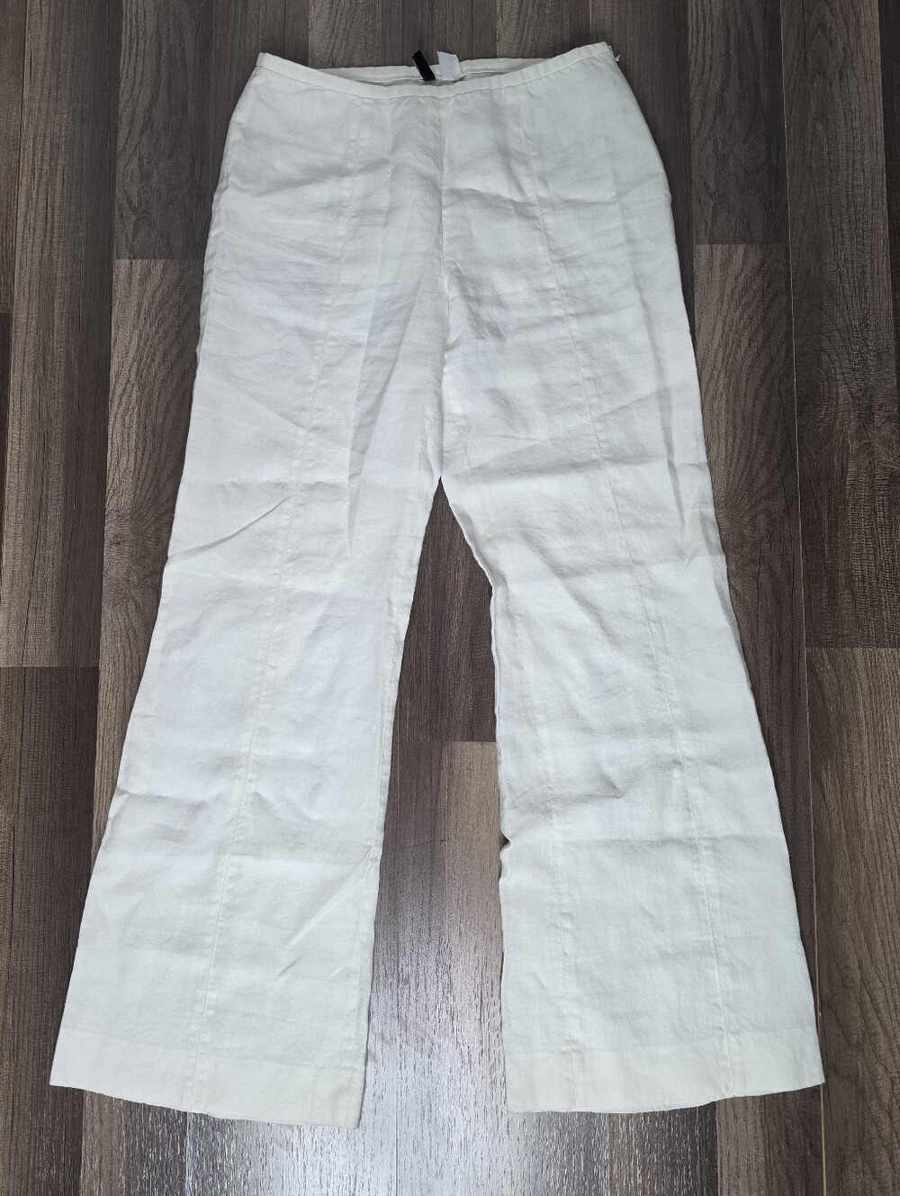J. Crew 100% Linen Wide Leg Pants Ivory Front Seam Old Money Minimalism Y2k. 6